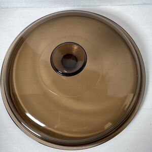 Round Pyrex Replacement Glass Lid Amber Color  10⅝”  Large